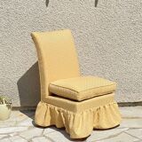 Vintage upholstered fabric toad armchair
