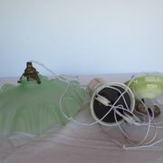 "Very old light fixture" with a "rise and fall" counterweight adorned with butterflies.