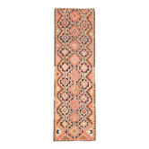 Tapis couloir en laine et coton fait main Oushak turc des années 1970, 103x325.