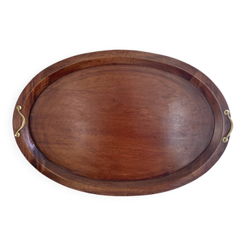Plateau XXL bois et laiton, 72 cm
