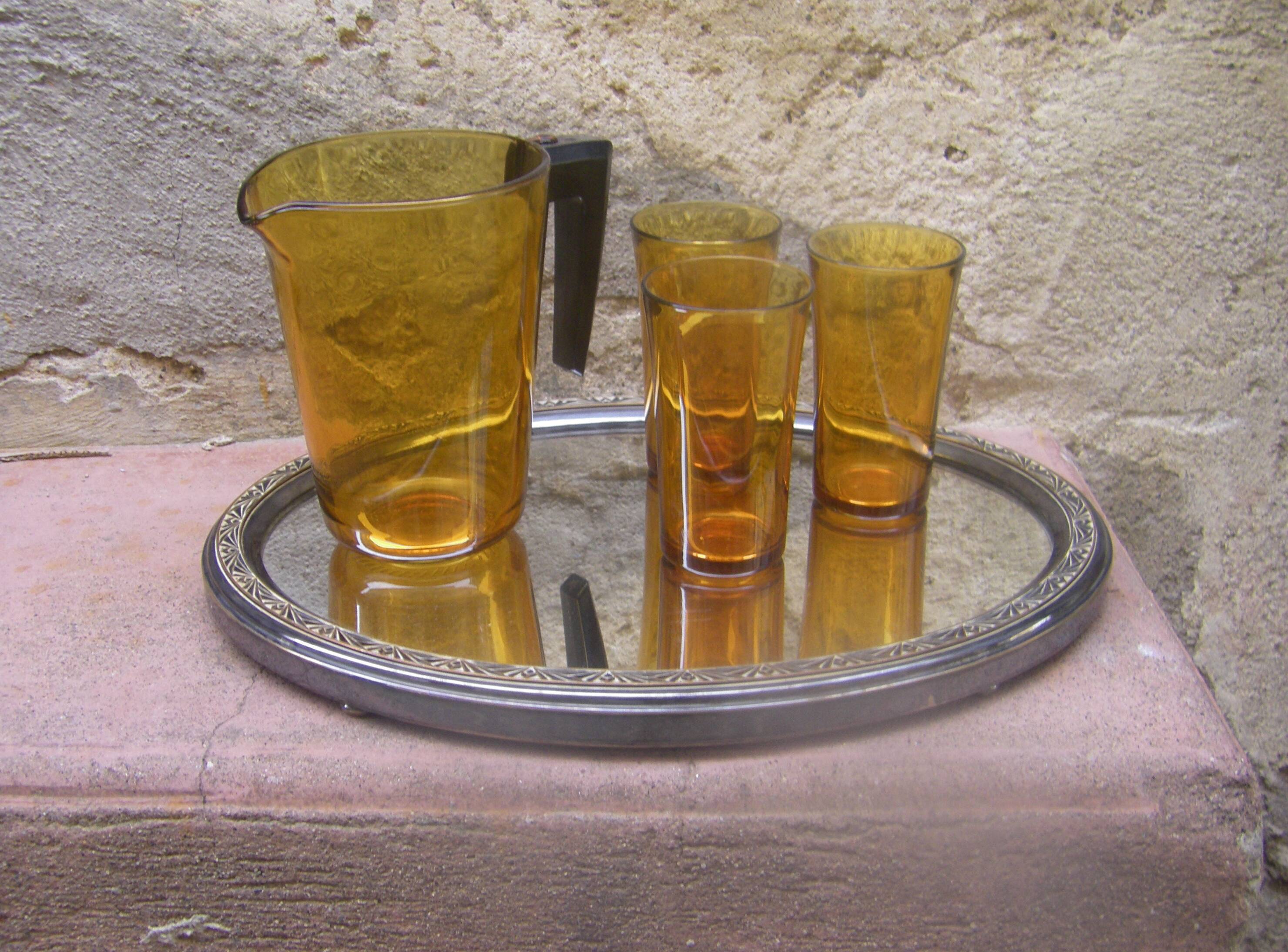 Old mirror tray "Art Deco"