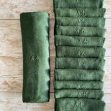 Old tablecloths and its 12 AR monogram damask napkins - 125x186 cm - cotton