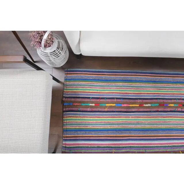 Vintage Turkish Oushak Handmade Wool Cotton Pink Kilim Area Rug 173x243