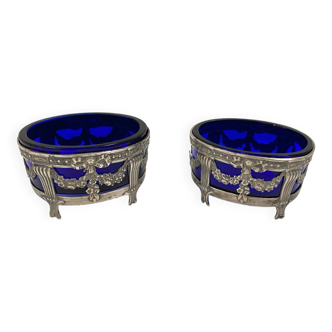 Paire de salerons en argent massif - Orfèvre Léon Lapar 1880