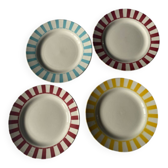 Lot de 4 assiettes plates Digoin anciennes