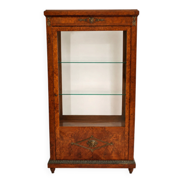Antique display cabinet in elm burl and gilded bronze - Napoleon III style