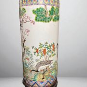 China, Important porcelain scroll vase decorated with cranes and flora, 19th century