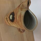 Brutalist stoneware pitcher, flower decoration, Poterie de la Colombe Vallauris