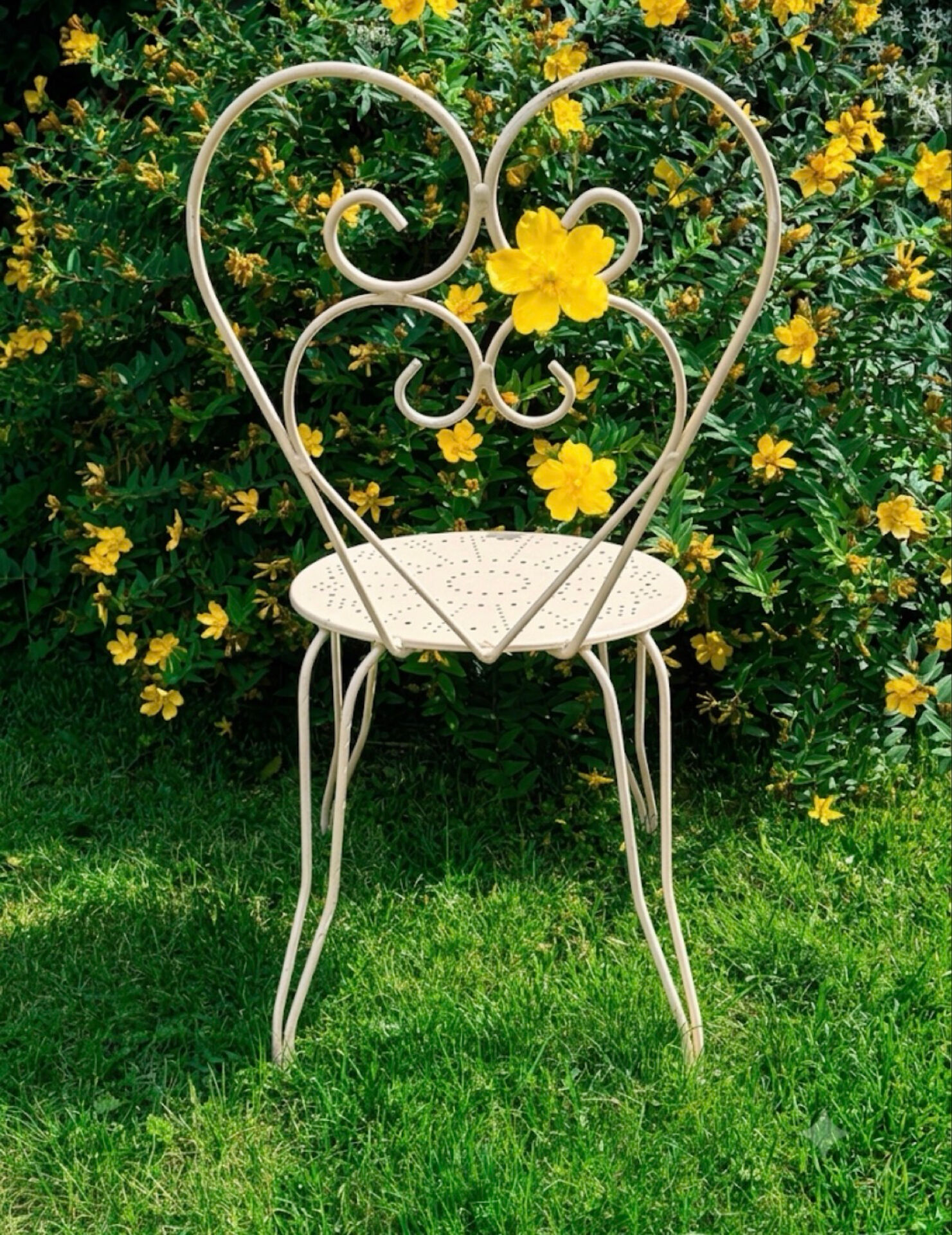 Salon de jardin rétro en fer forgé des années 50
