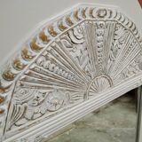 White and gold patinated sculpted mirror