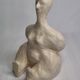 Modern white terracotta sculpture, Stylized female figure, 20 cm