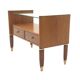 Vintage walnut nightstand with a glass top and brass details, Italy