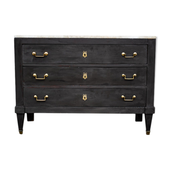 Commode 3 tiroirs Louis XVI dessus marbre blanc