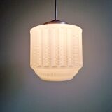 Large Art Deco pendant light in white opaline, 1920s-30s