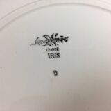 Grand Plat rond Ancien Modèle Iris Fleurs manufacture française signé Sarreguemines Vaisselle