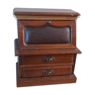 Boite à bijoux meuble secrétaire vintage en bois, 3 tiroirs
