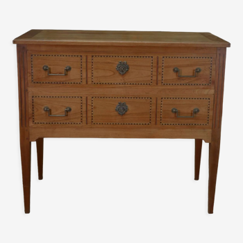 Chest of drawers style Louis XVl in cherry wood 2 drawers stamped Lechevalier. P.