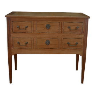 Chest of drawers style Louis XVl in cherry wood 2 drawers stamped Lechevalier. P.