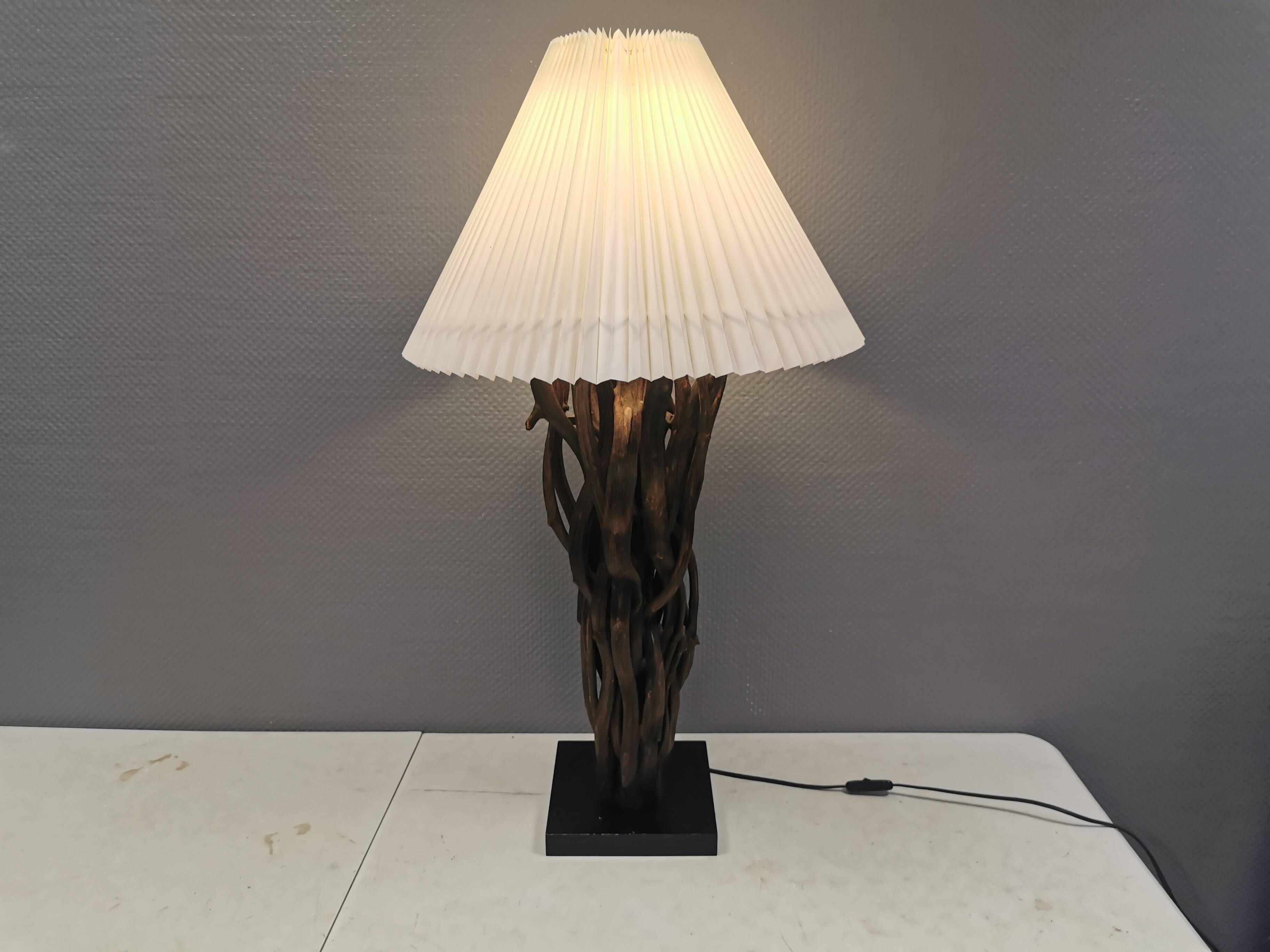 Designer table lamp/floor lamp, made from driftwood.