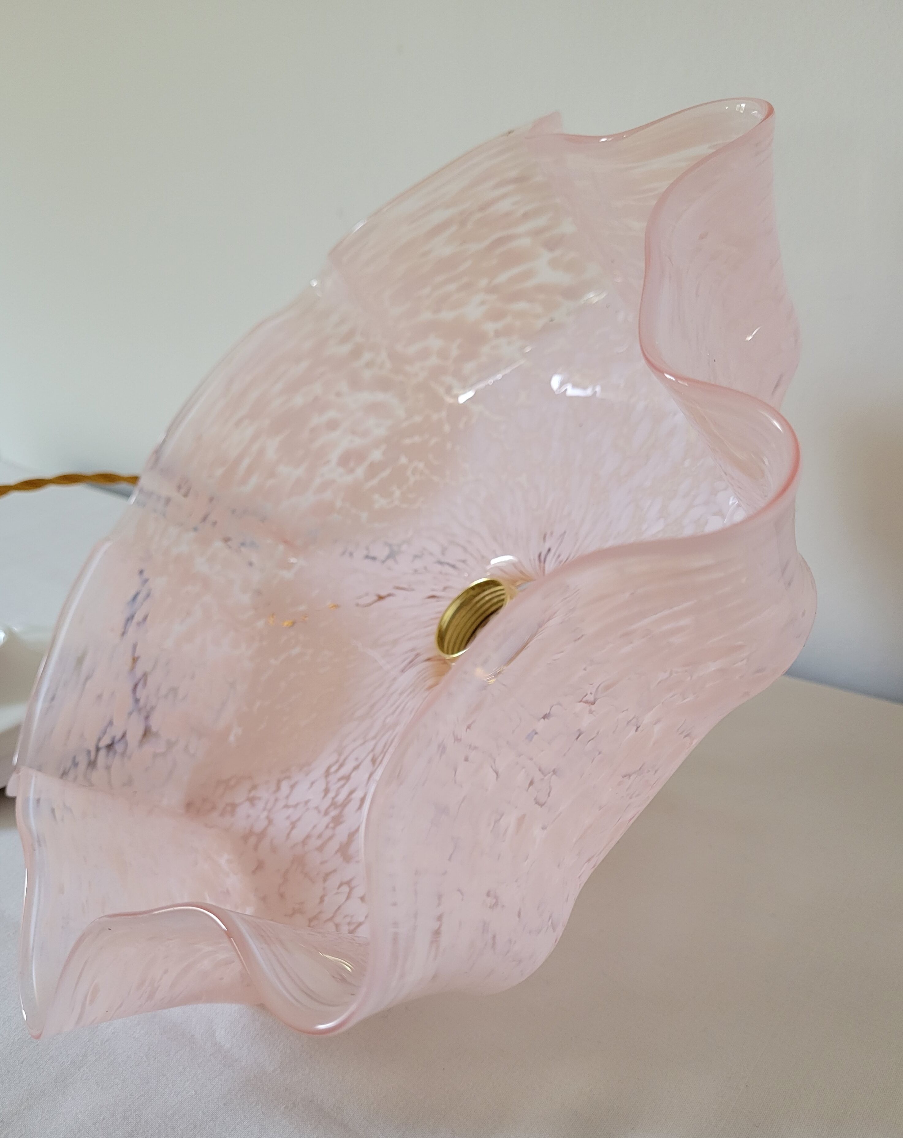 Draped pendant lamp in pink Clichy glass