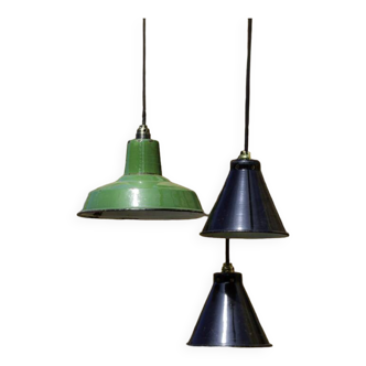 Vintage industrial pendant lights, 1940's
