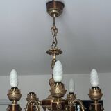 Empire style bronze and copper chandelier, 20th century