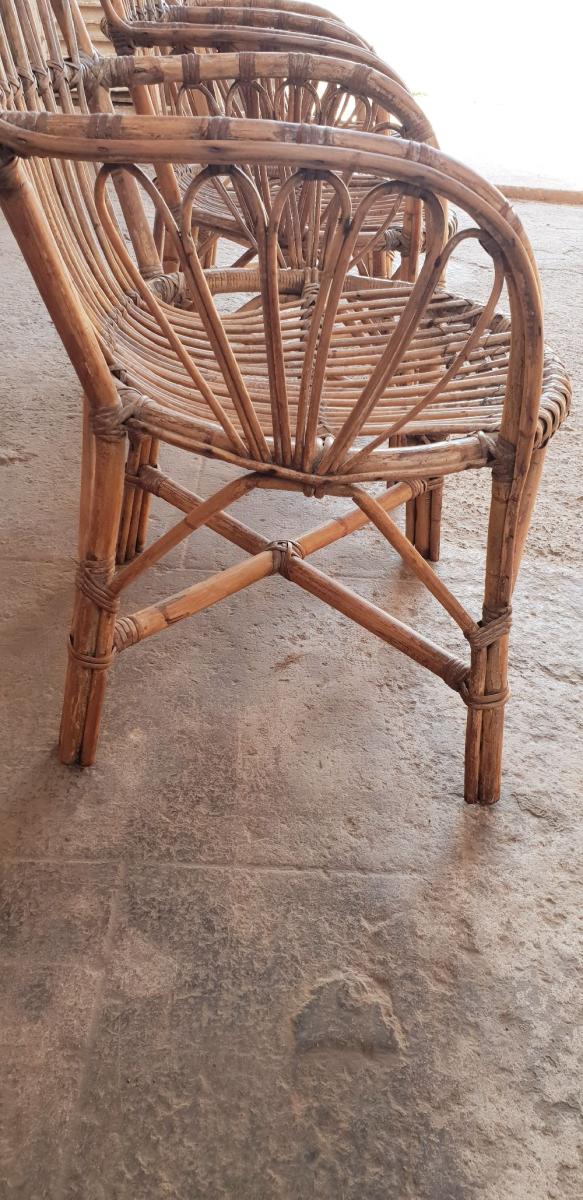 Three vintage rattan chairs