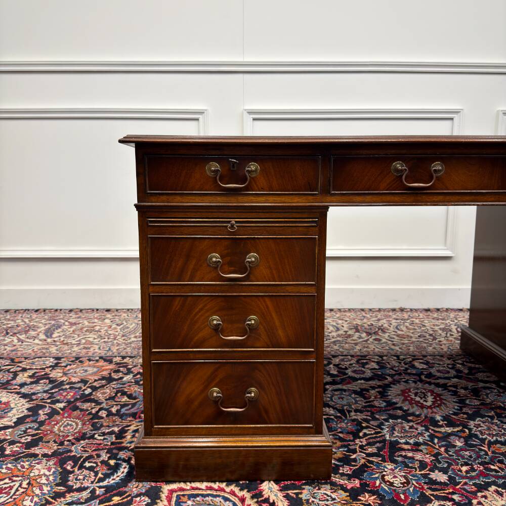 English Classic Desk with Green Leather