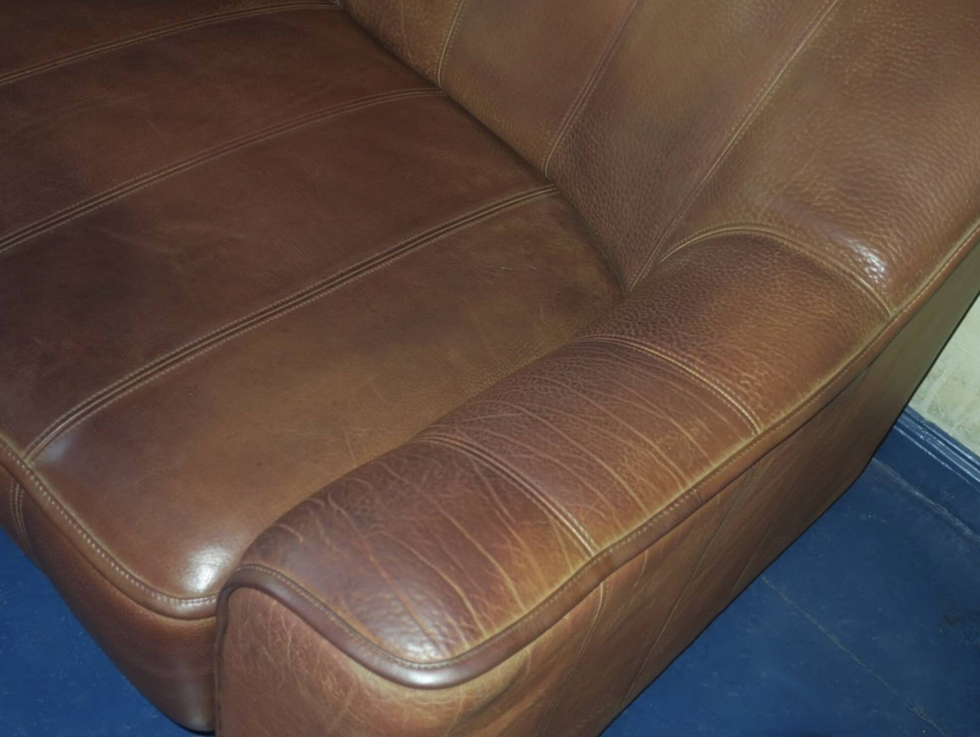 De Sede DS44 buffalo leather 3-seater sofa, Switzerland 1970s