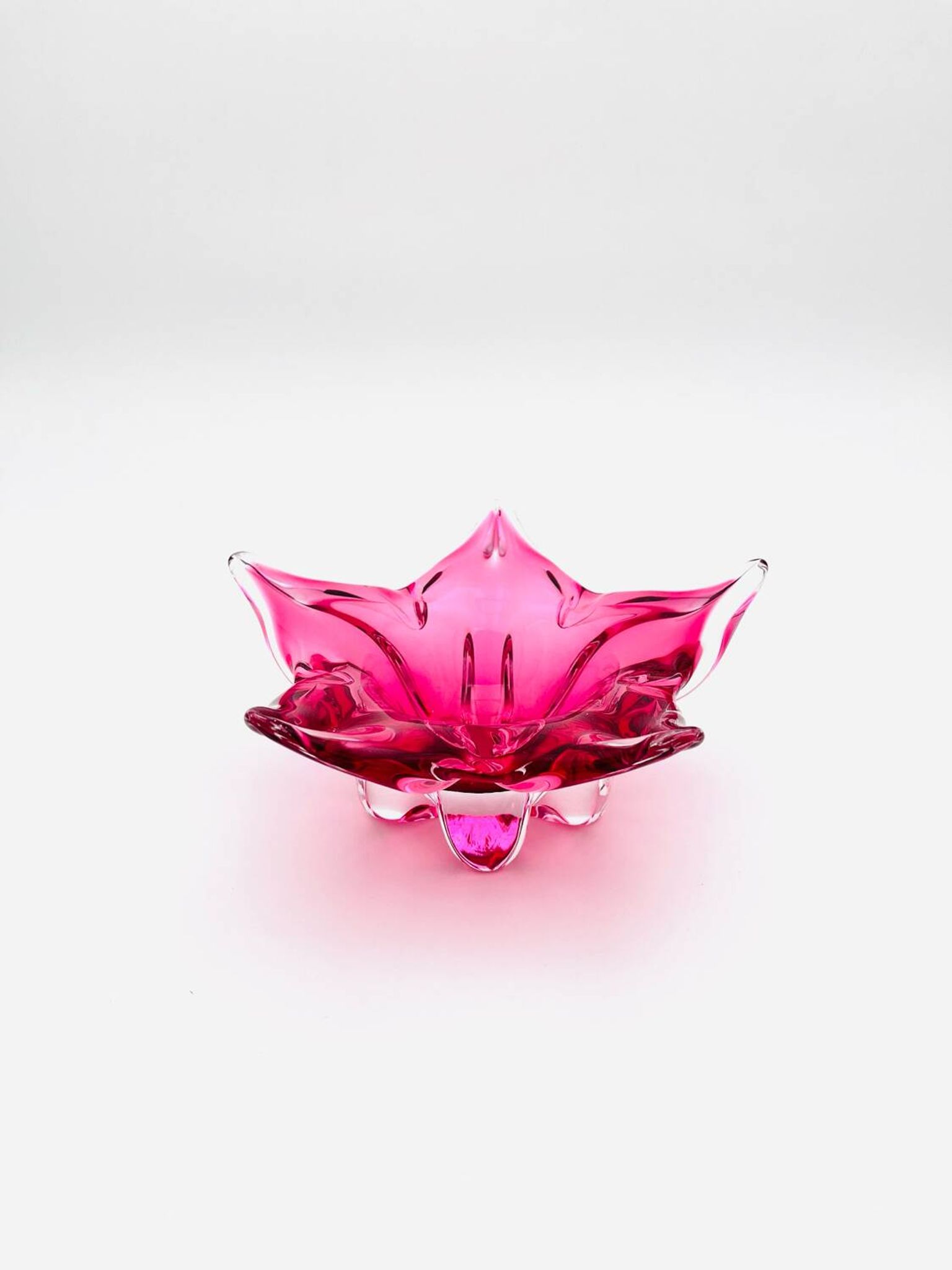 Coupe Sommerso Josef Hospodka - Cristal de Bohême Rose -Circa 1960