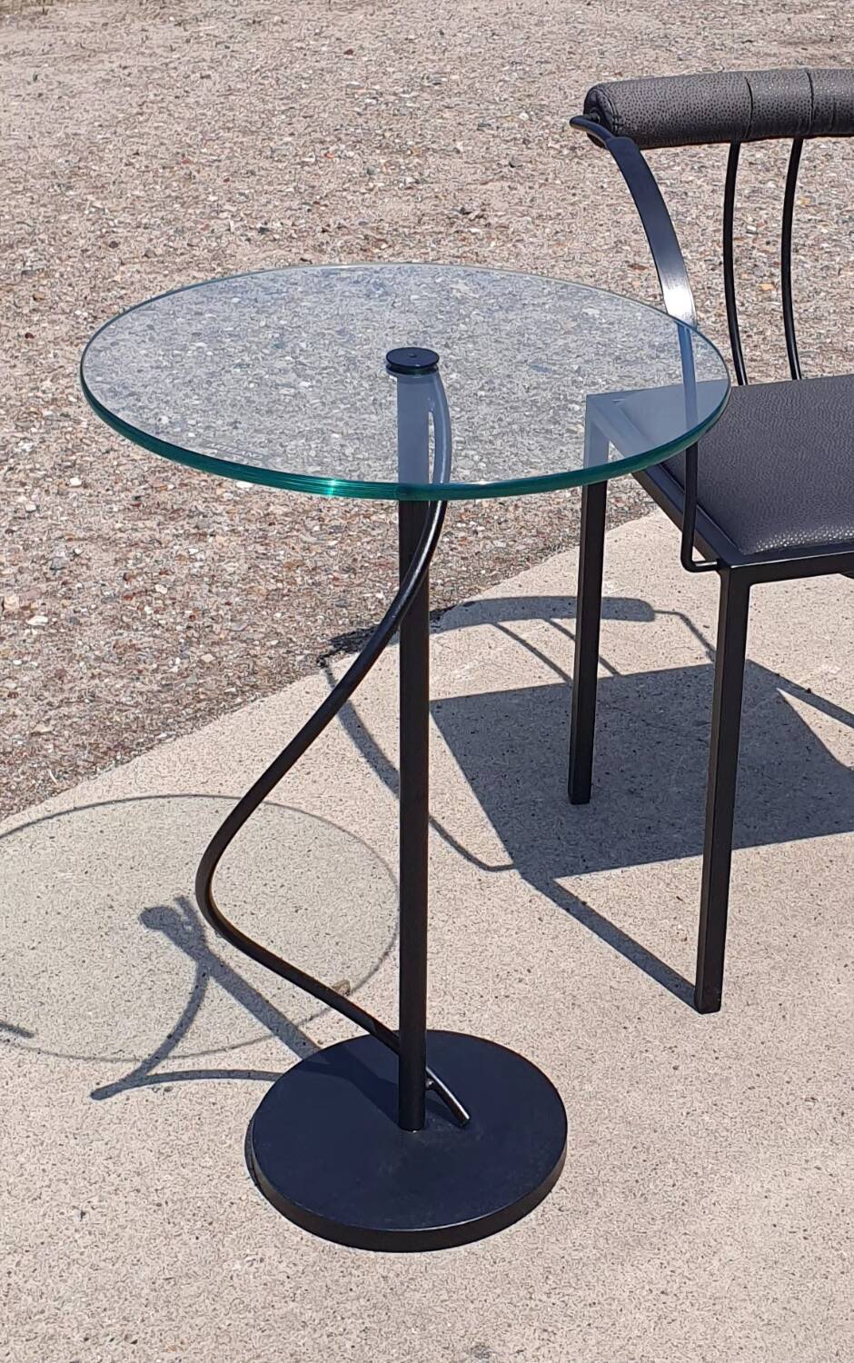 Vintage French design Artelano pedestal sidetable glass postmodern