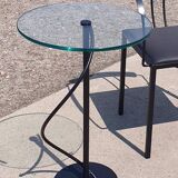 Vintage French design Artelano pedestal sidetable glass postmodern