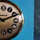 Vintage formica clock silent rectangular wall clock "Blue Kiple"