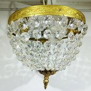 Plafonnier 3 lumières bronze et cristal