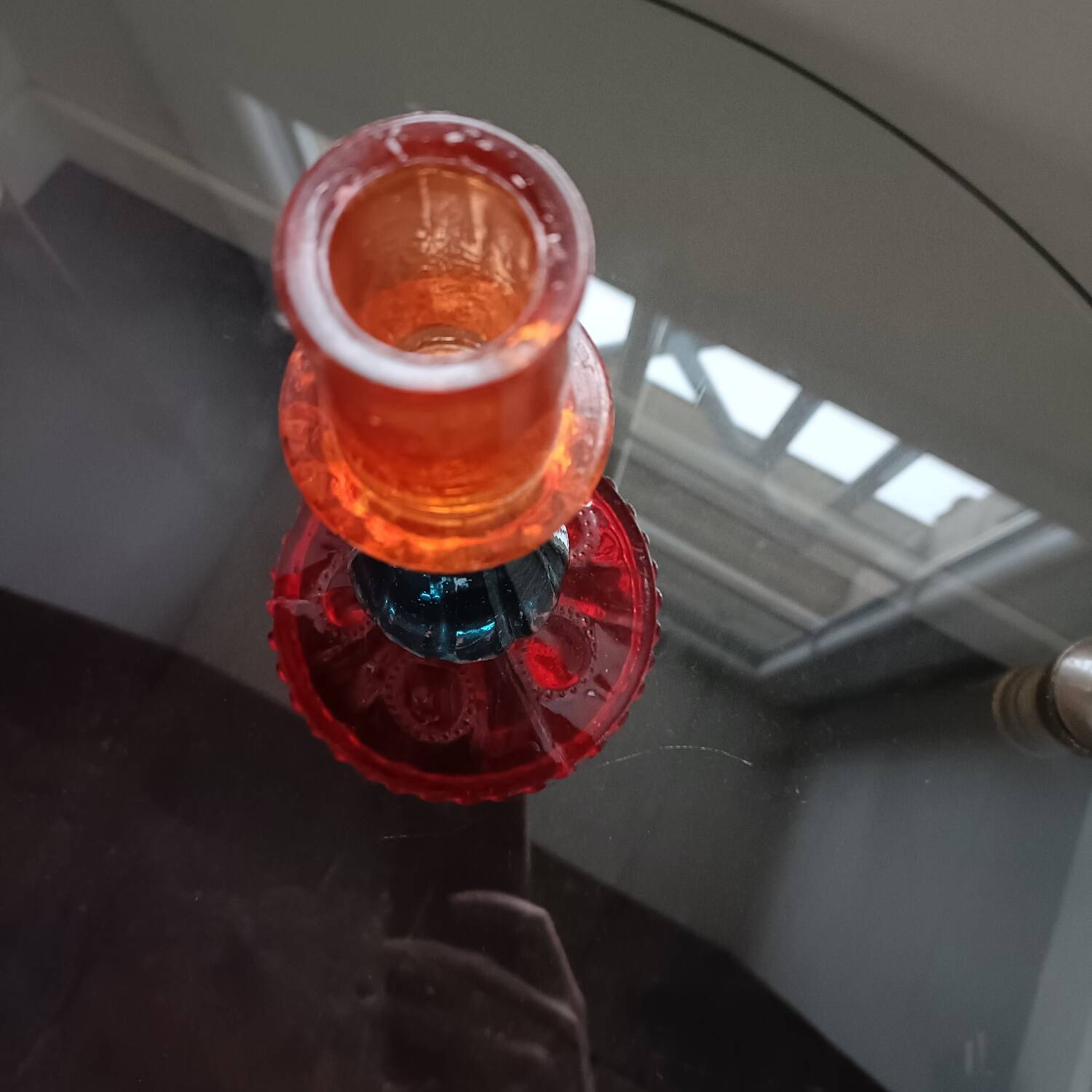 Multicoloured glass candlestick