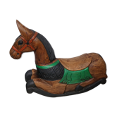Cheval à bascule en bois sculpté, peint à la main