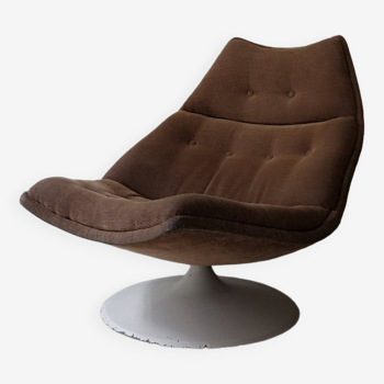 chauffeuse tulipe pivotant en tissu beige Artifort, design 1970