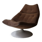 chauffeuse tulipe pivotant en tissu beige Artifort, design 1970