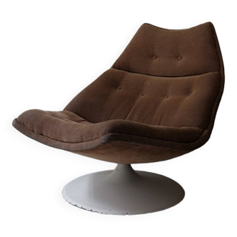 Swivel tulip chair in beige fabric Artifort, design 1970