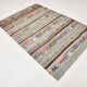 5x7 Gray & Green Pinstriped Turkish Kilim Rug, 147x218Cm