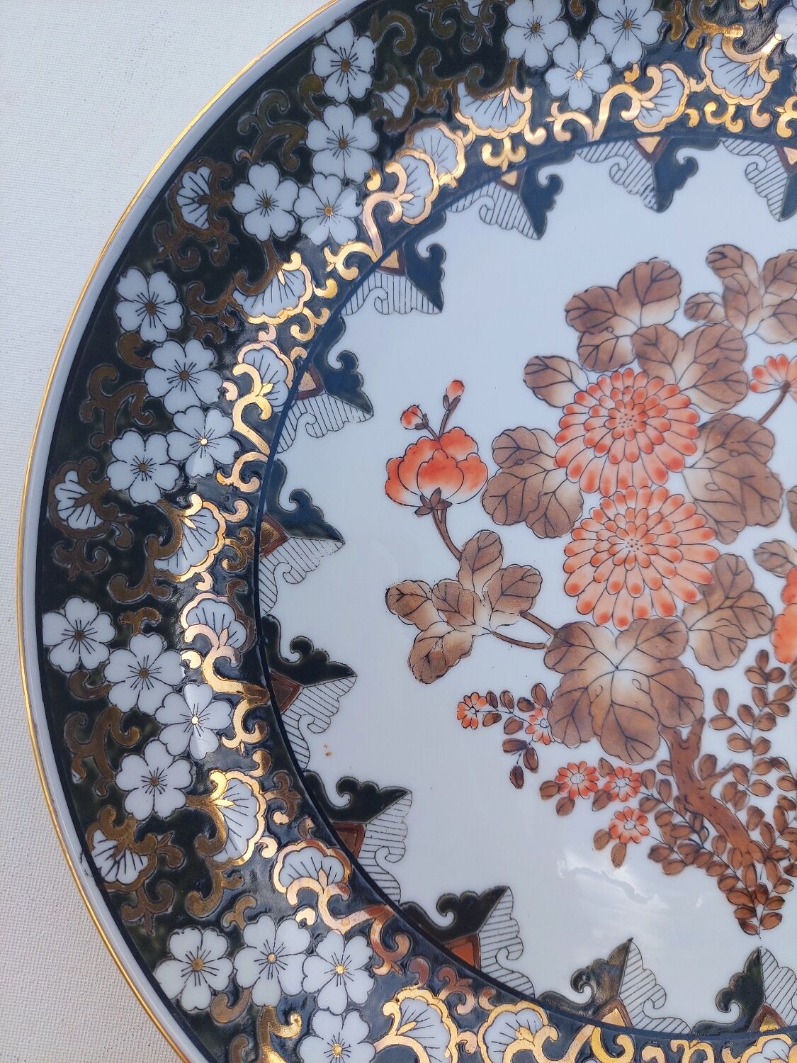 Plat chinois.Vintage.Grand 31,5 cm.Plat de service.