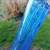 Soliflore en verre bullé bleu