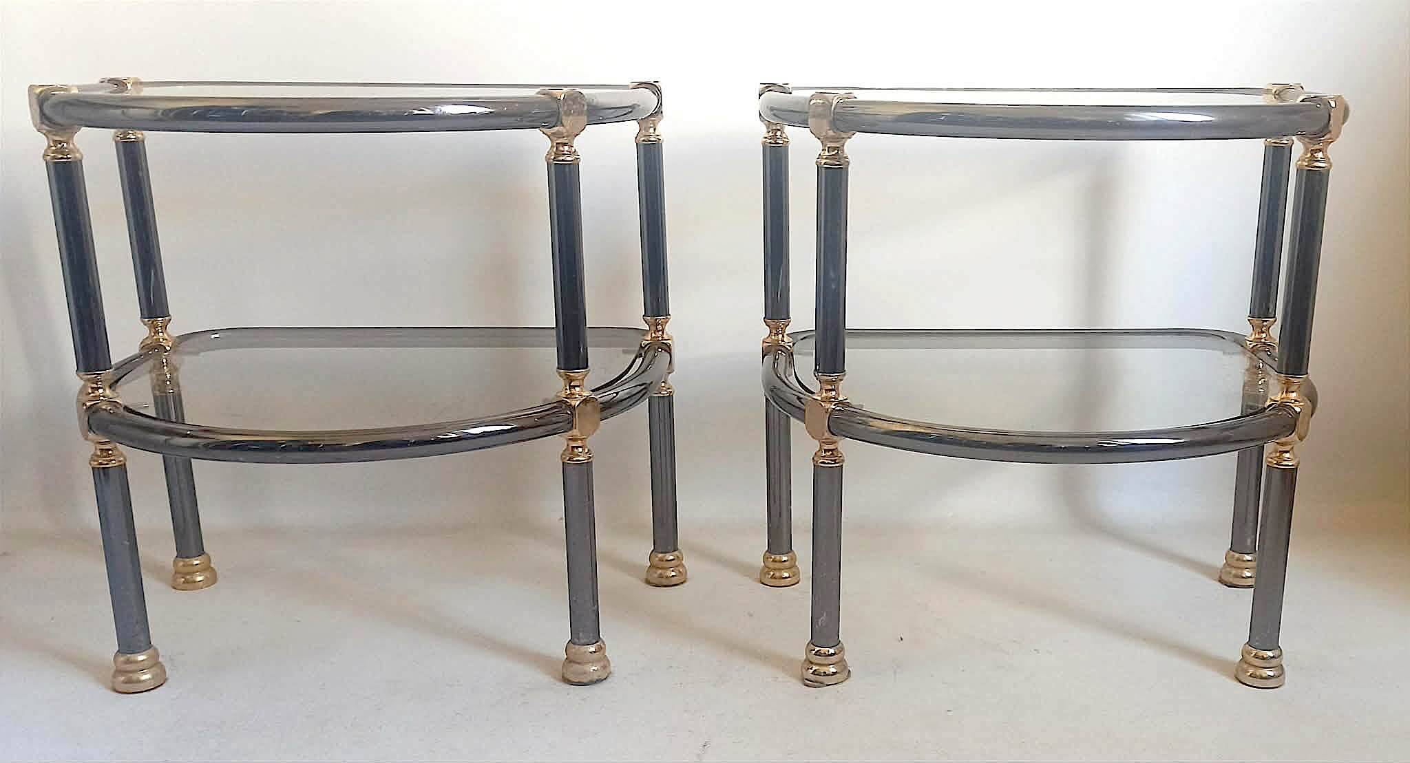 Pair of semi-circular coffee tables, 1970s