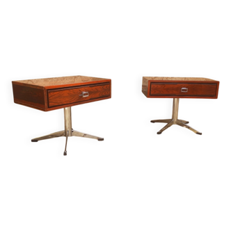 Pair of 70s rosewood bedside tables