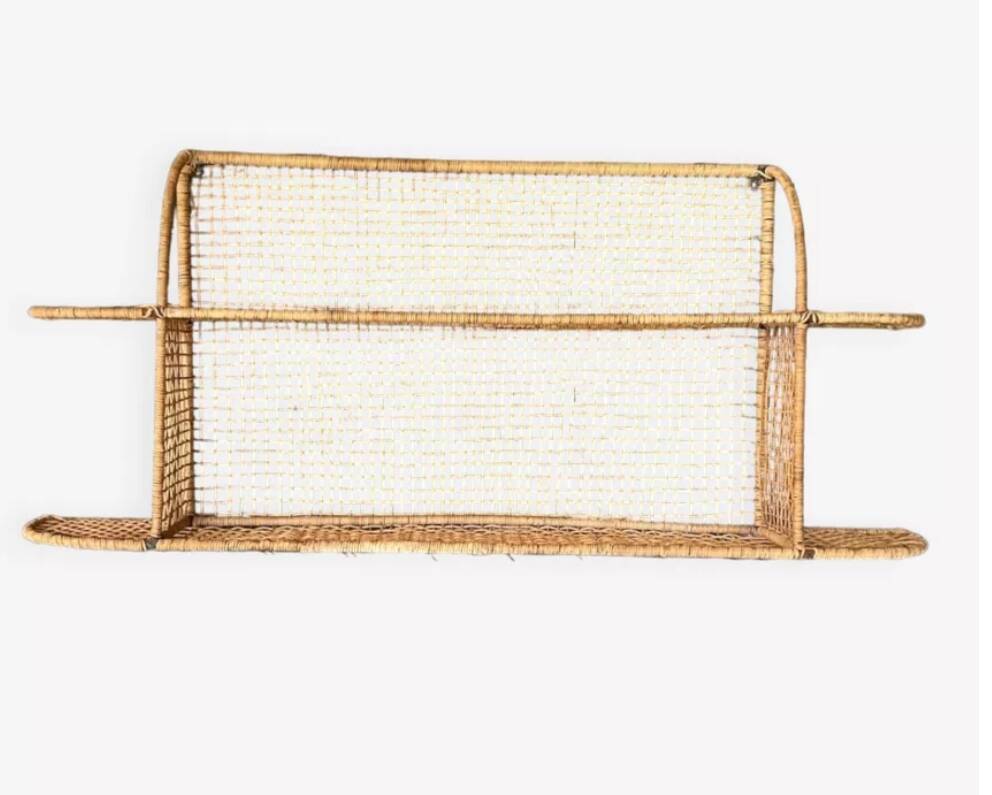 Steel and wicker wall shelf