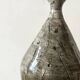 Japandi vase in glazed and incised ceramic, signed with a stamp.