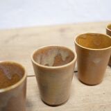 Series of 4 vintage stoneware glasses by the manufacture of Digoin, France