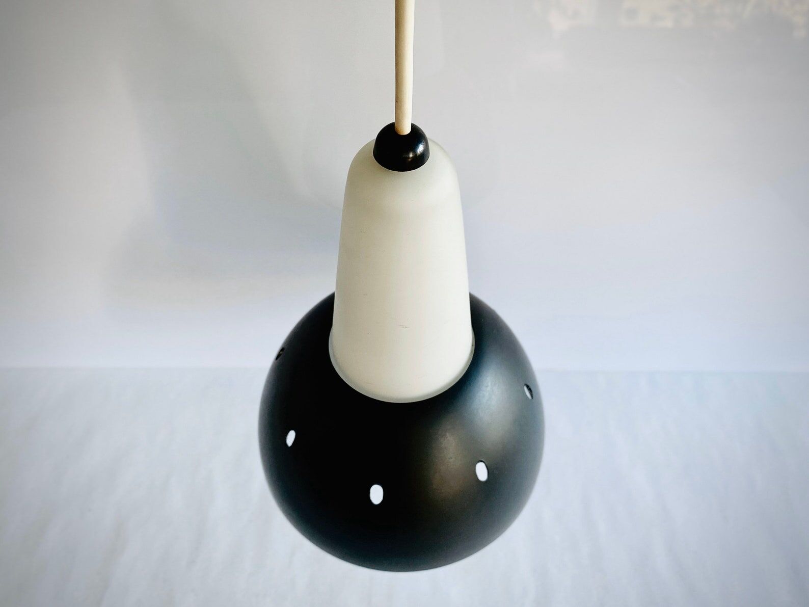 Vintage bakelite & glass hanging lamp