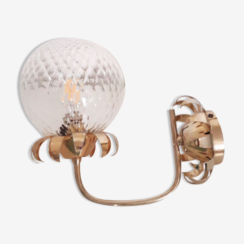 Wall lamp brass and glass globe - 1950