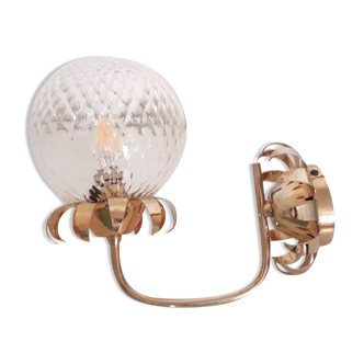 Wall lamp brass and glass globe - 1950